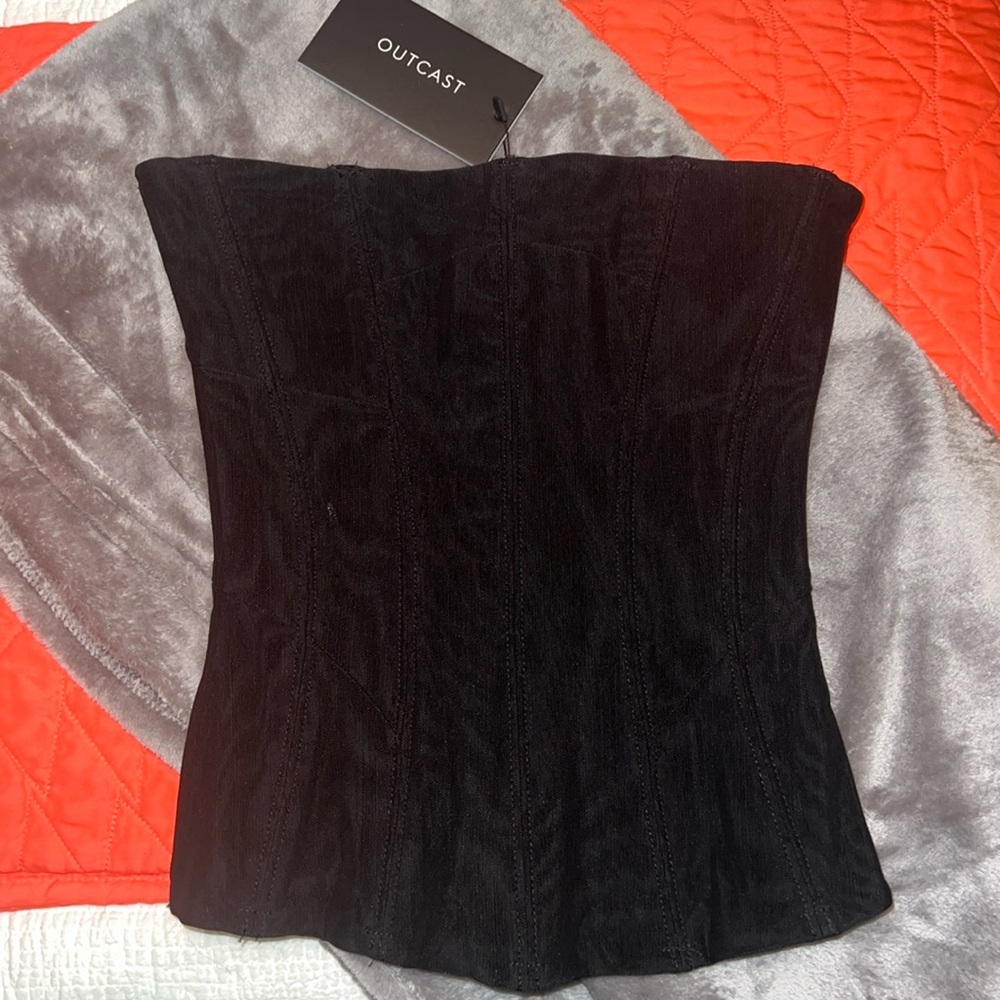 NWT Outcast Clothing Sola Mesh Corset Top in Black, Size S